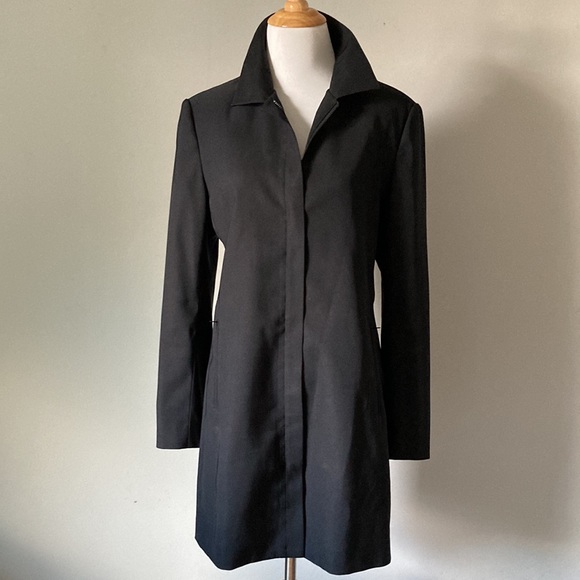 Slates Janet Howard Black Lightweight Overcoat Trench Size Small - Picture 5 of 11